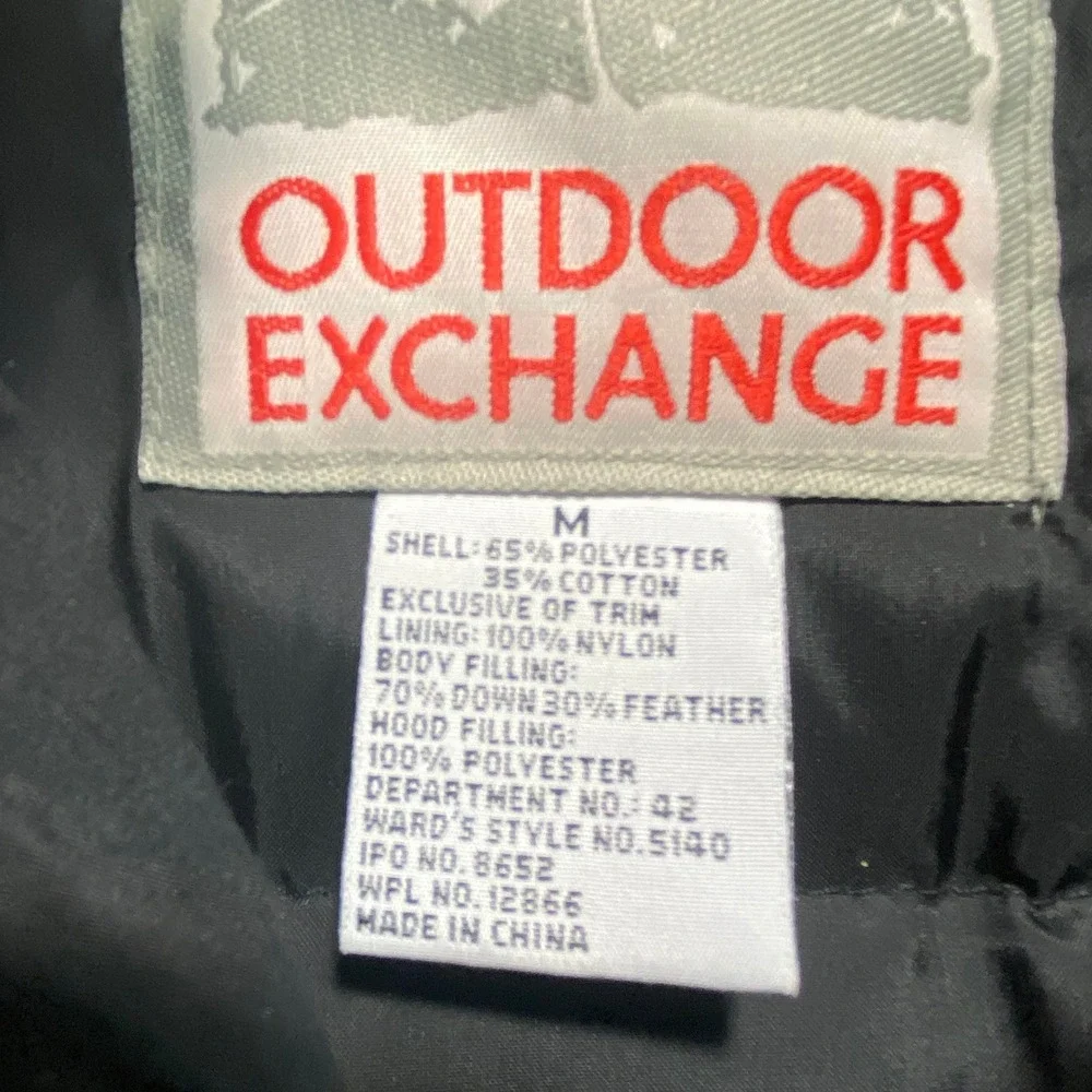 VTG Outdoor‎ Exchange Down Feather Parka Jacket Mens Medium Teal Green Hooded